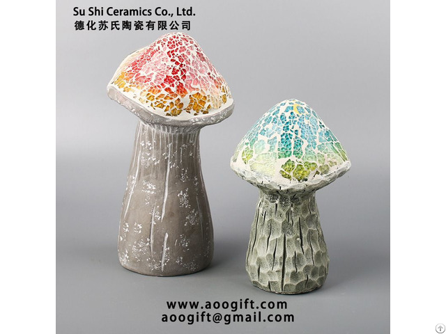 Cement Mosaic Style Size Mushroom Garden Decoration