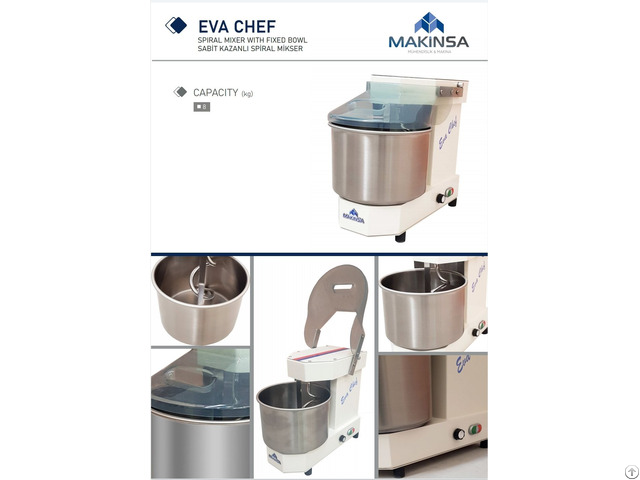 Eva Chef Spiral Mixer With Fixed Bowl