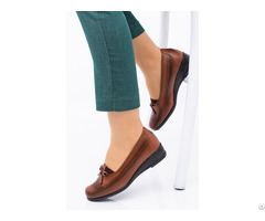 Women Casual Leather Shoes Tan Color