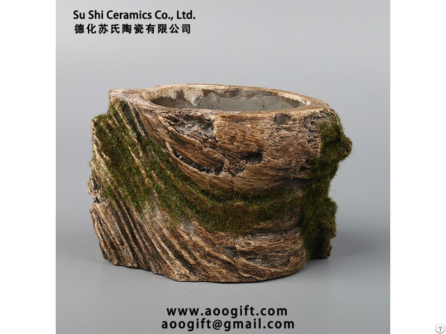 Imitation Wood Moss Style Cement Flower Pot China Supplier