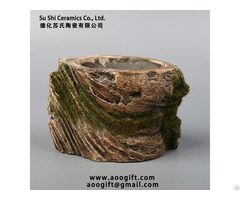 Imitation Wood Moss Style Cement Flower Pot China Supplier
