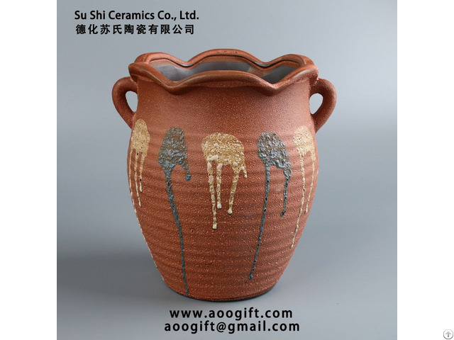 Binaural Terracotta Flower Pots Chinese Supplier