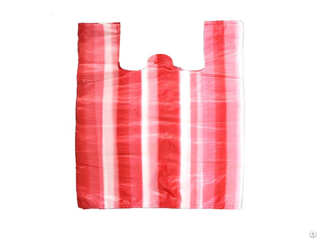 Hdpe Red White Stripe T Shirt Bag