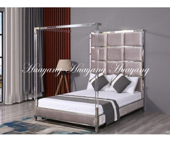 Upholstered Velvet Canopy Bed