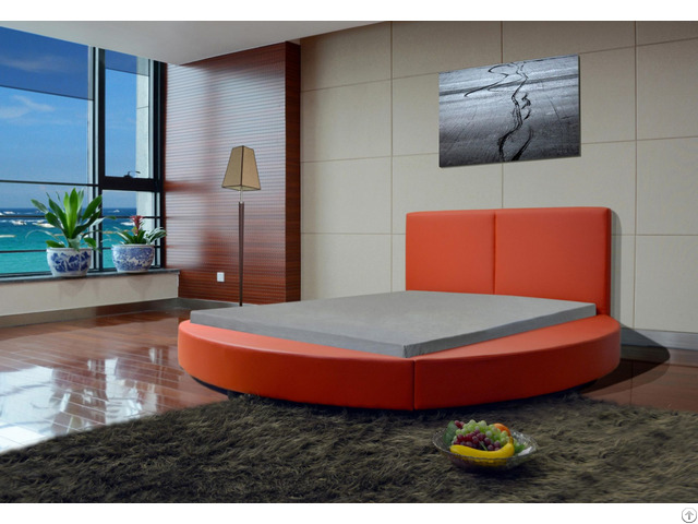 Modern Round Pu Bed Low Profile