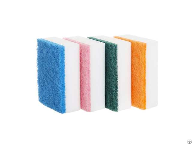 Green Scouring Pad And White Magic Sponge Cleaning Products