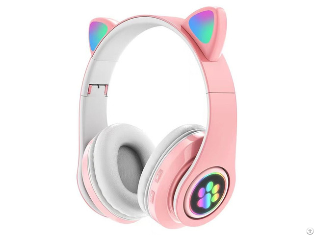 Lovely Cat Ear Led Flash Light Bluetooth Headphone