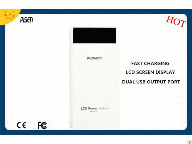 Smart Portable Pisen Power Bank 20000mah Lcd Screen Display Dual Usb Output Ce Fcc Certificate