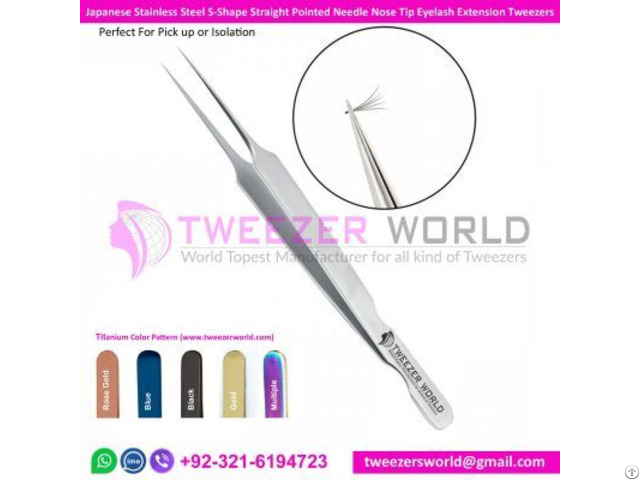 Japanese Stainless Steel S Shape Tweezers Straight Pointed Needle Nose Tip