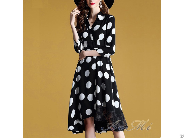 Black White Dot Long Dress