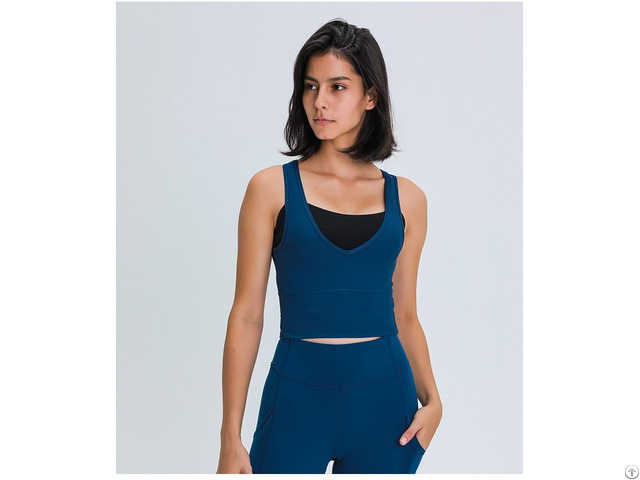 Reversible Crop Workout Tank Tops For Women Ribbed Athletic Sleeveless Shirt