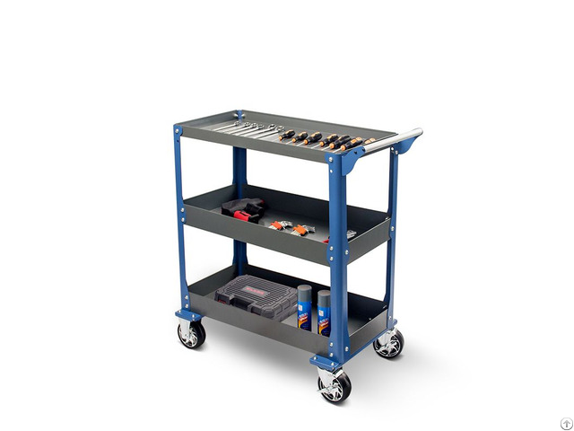 Workshop Warehouse Garage Metal Tool Trolley With 5 Inch Wheels