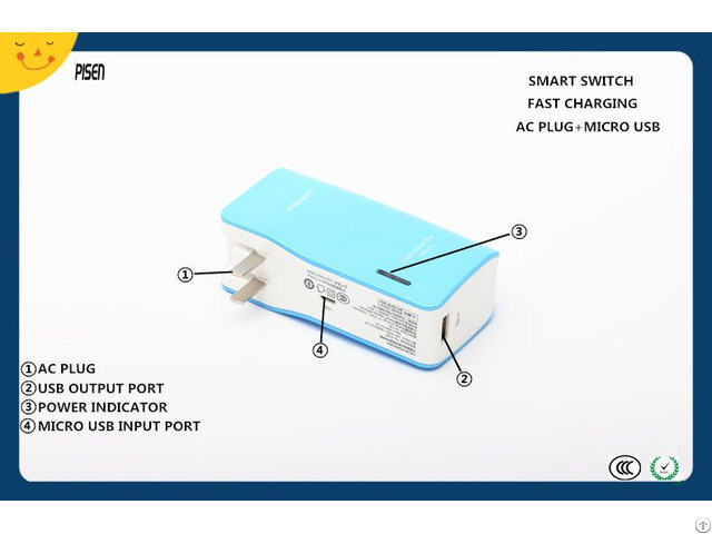 Ccc Rohs Certificate Fast Charging Pisen Power Bank 7500mah With Ac Plug For Mobile Phone