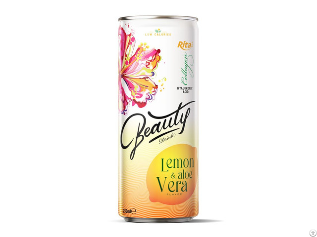 250ml Canned Collagen And Hyaluronic Acid Drink With Lemon Aloe Vera Flavor From Rita Beverage