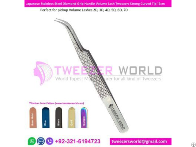 Diamond Grip Best Eyelash Extension Tweezers Curved Needle Nose Tip