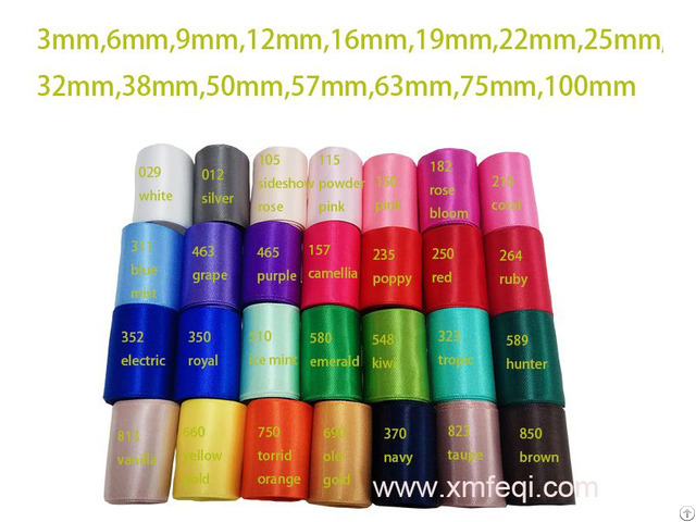 Polyester Satin Ribbon Single Double Faced In Solid Color 3 100mm