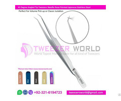 S Shape 45 Degree Angled Tip Tweezers Needle Nose Pointed