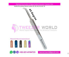 Diamond Grip Handle 45 Degree Eyelash Extension Tweezers 12cm
