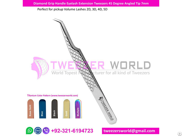 Diamond Grip Handle Tweezers 45 Degree Angled Manufacturer Supplier