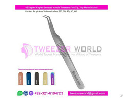 45degree Angled Serrated Handle Tweezers Fine Tip Top Manufacture