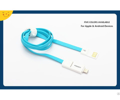Pisen 800mm Noodle Charging Data Cable For Apple And Android Devices
