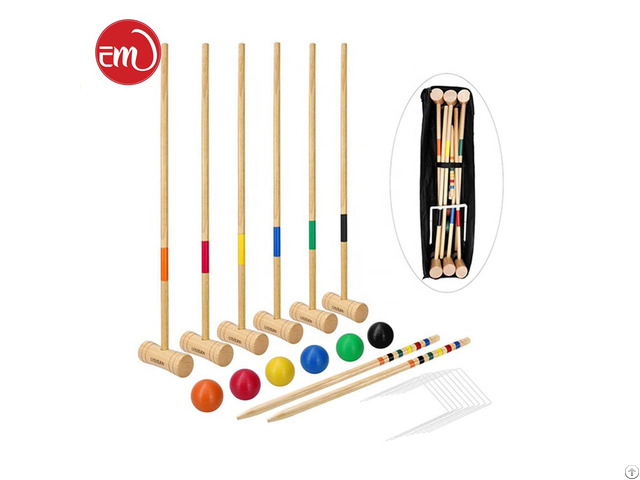 Classic Outdoor Toy Wood Set Game Kids Croquet Sets