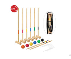 Classic Outdoor Toy Wood Set Game Kids Croquet Sets