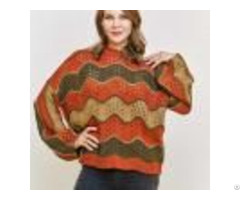 D 6001 Ladies Knitting Sweater Latest Style Long Sleeve Round Neck Hollow Out Pullover