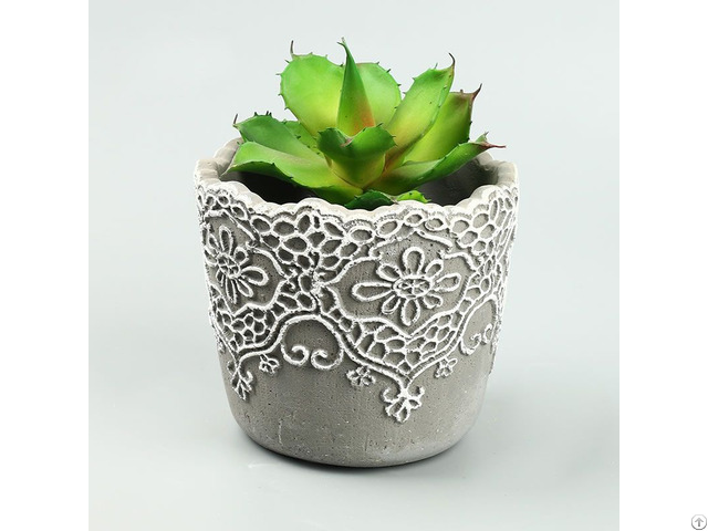 Lace Pattern Concrete Planter Wedding Decoration Cement Flower Pot Wholesale