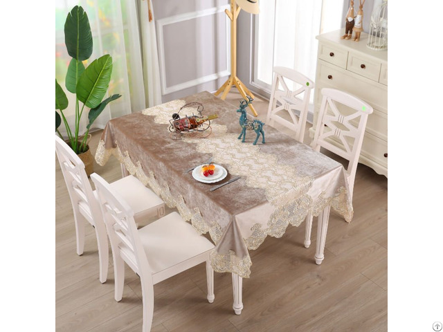 Most Popular Premium Rope Embroidery Lace Velvet Table Cloth For Church