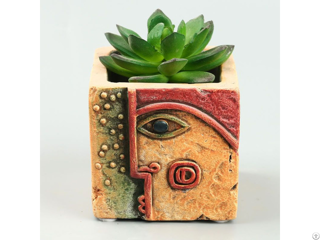 Personality Creative Face Abstract Expression Concrete Flower Pot Cement Planter Wholesale