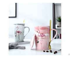 Marble Flamingo Ceramic Mug Coffee Cup With Spoon Wholesale Import And Export