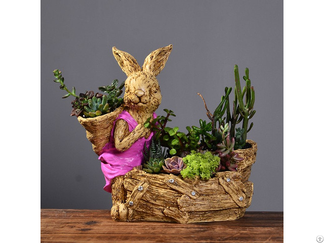 Wholesale Resin Flower Pot Rabbit Plant Planter Garden Decoration