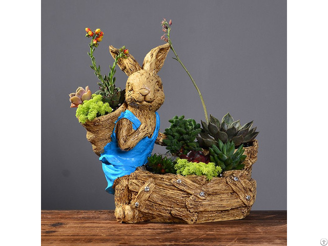 Wholesale Resin Flower Pot Rabbit Plant Planter Garden Decoration 02