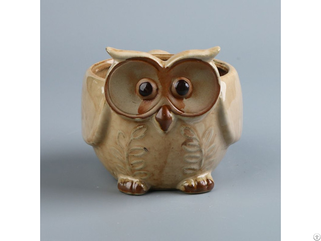 Wholesale Owl Ceramic Flower Pot Houseplant Planter