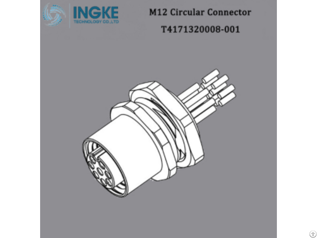 T4171320008 001 M12 Circular Metric Connector A Code Panel Mount With Wire Ip67 Waterproof Sensor