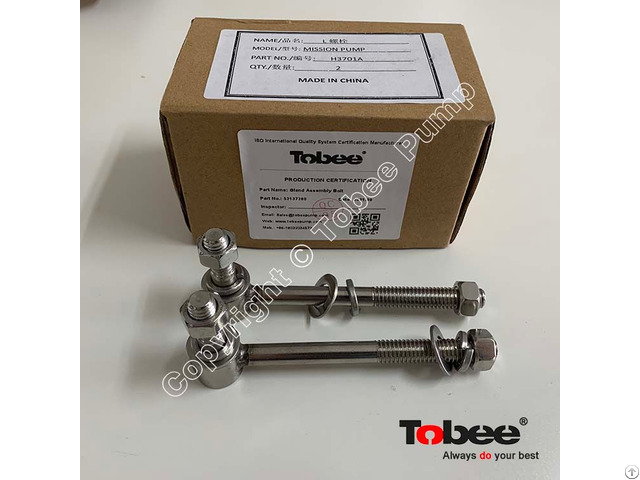 Tobee® H3701a Gland Assembly Bolt For Mcm 250 Centrifugal Pump