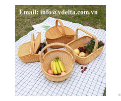Natural Rattan Basket Camping Picnic In Vietnam