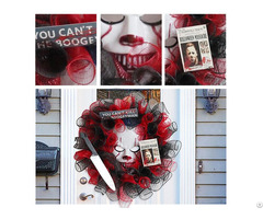 Halloween Mask Fool Clown Haunted House Wreath Decoration
