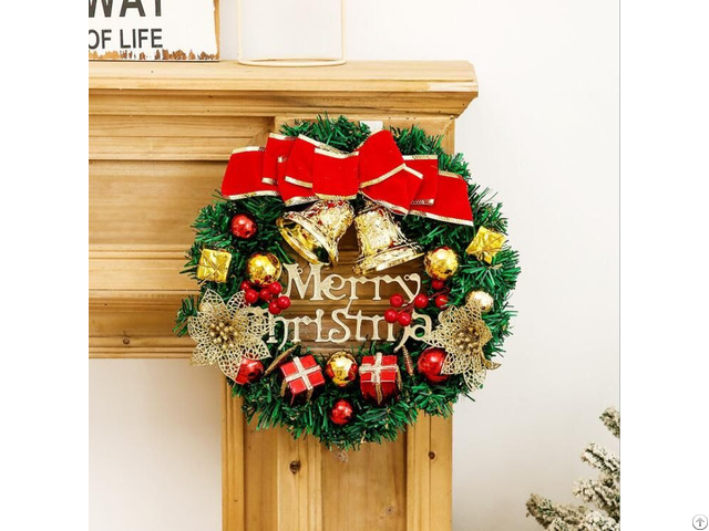 Christmas Bowknot Bell Home Door Hanging Rattan Decoration Large Garland