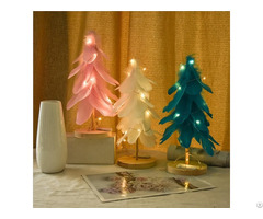 Mini Illuminated Feather Christmas Tree Home Decoration Window Sill Display