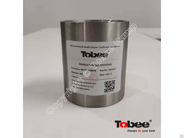 Tobee® Slurry Pump Shaft Sleeve D075c21 Is Also A Wearable Part