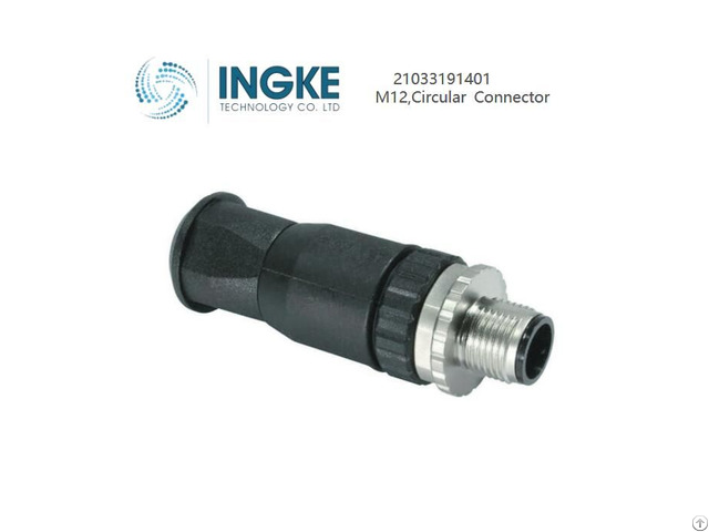 Ingke 21033191401 M12 4 Position Circular Connector Receptacle Male Pins A Code