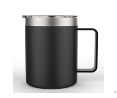 12oz Ss Travel Coffee Mug With Handle And Powder Coating
