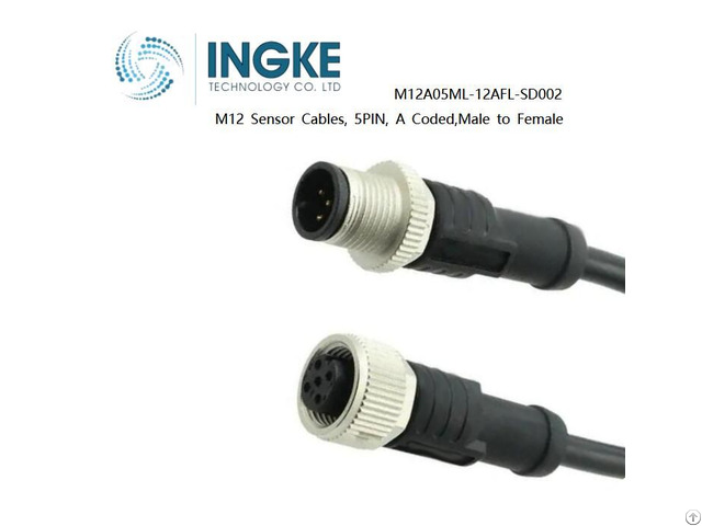 Ingke M12a05ml 12afl Sd002 M12 Sensor Cables 5 Pin Male Female A Coded