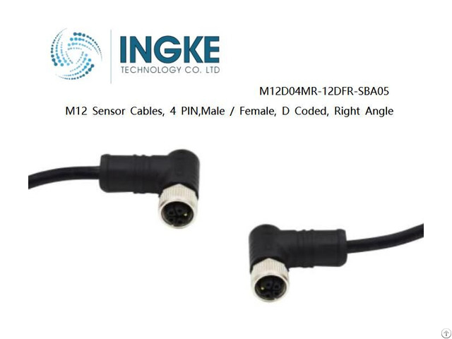 Ingke M12d04mr 12dfr Sba05 M12 Sensor Cables 4 Pin Male Female D Coded Right Angle