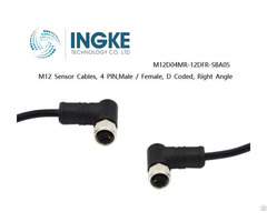 Ingke M12d04mr 12dfr Sba05 M12 Sensor Cables 4 Pin Male Female D Coded Right Angle