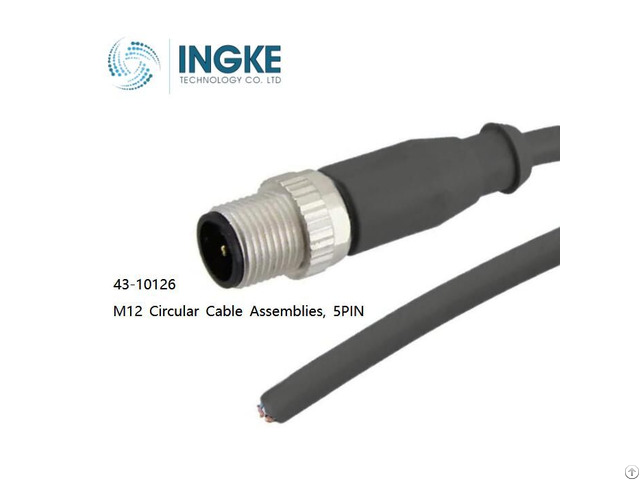 Ingke 43 10126 M12 Circular Cable Assemblies 5pin Male To Wire Ip67