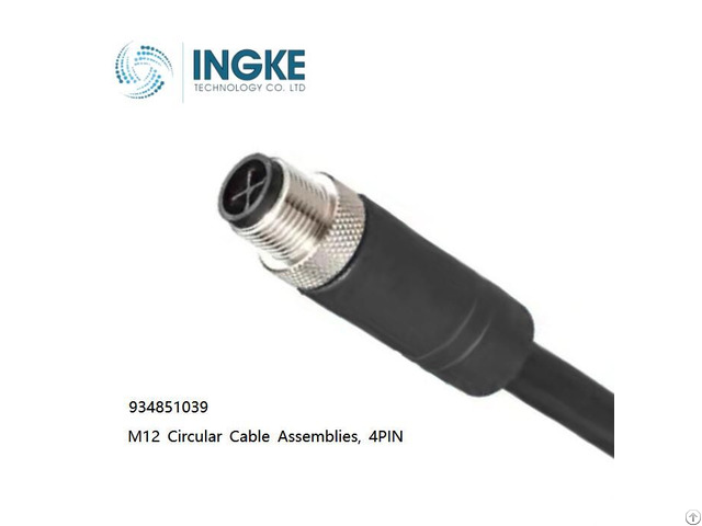 Ingke 934851039 M12 Circular Cable Assemblies 4pin Receptacle Male To Wire