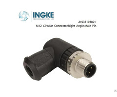Ingke 21033193801 M12 Circular Connector Right Angle Male Pin